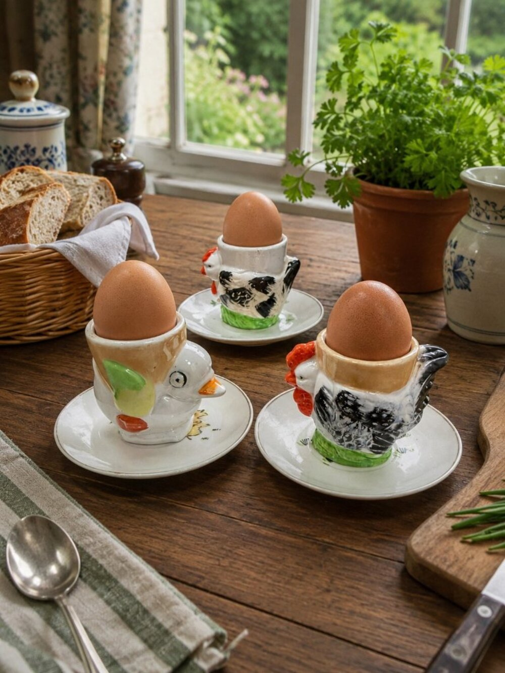 Vintage Lusterware Egg Cups and Saucers Set of 3 Japan